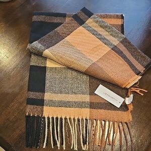 LiZ Claiborne Plaid Fringe Scarf/Wrap